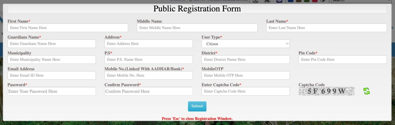 Sign Up button on BanglarBhumi