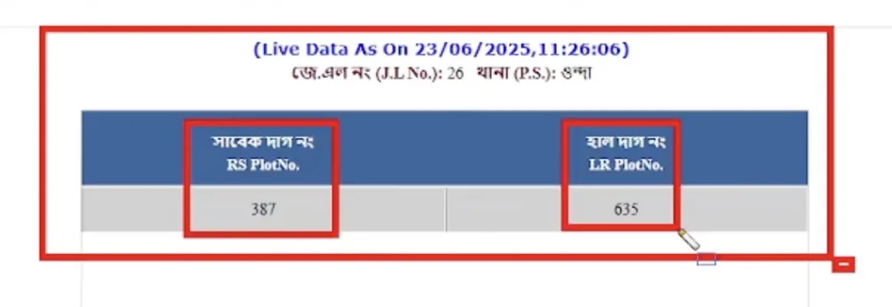 Live Data Plot Information